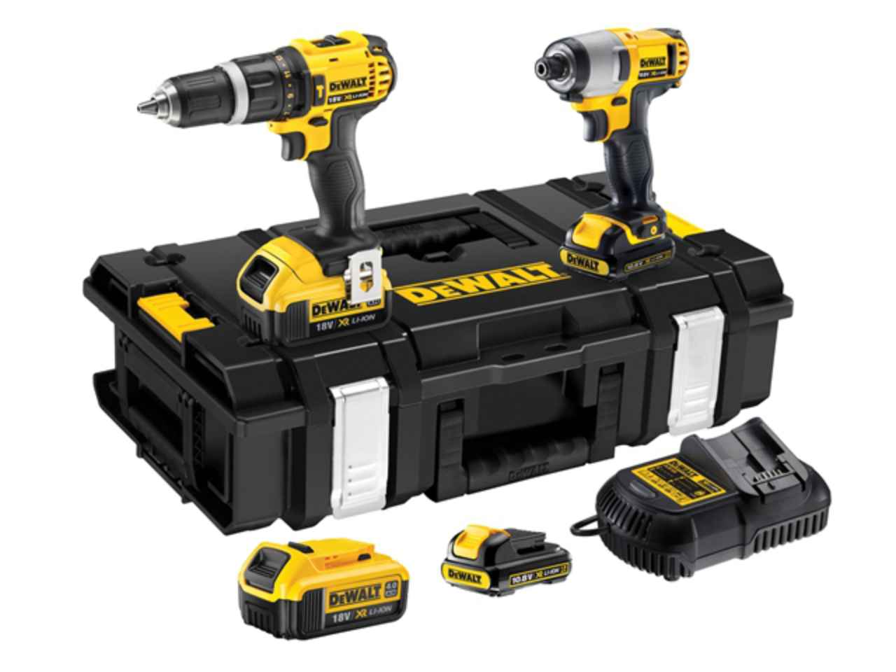 DeWalt DCK296MS 18v Combi Hammer Drill & 10.8v Impact Driver Twin Kit .