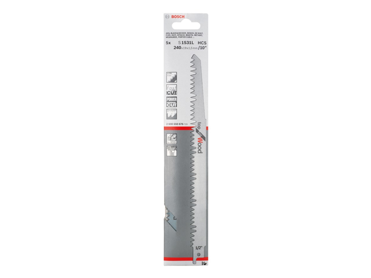 Bosch S1531l Top For Wood Sabre Saw Blade 5pk