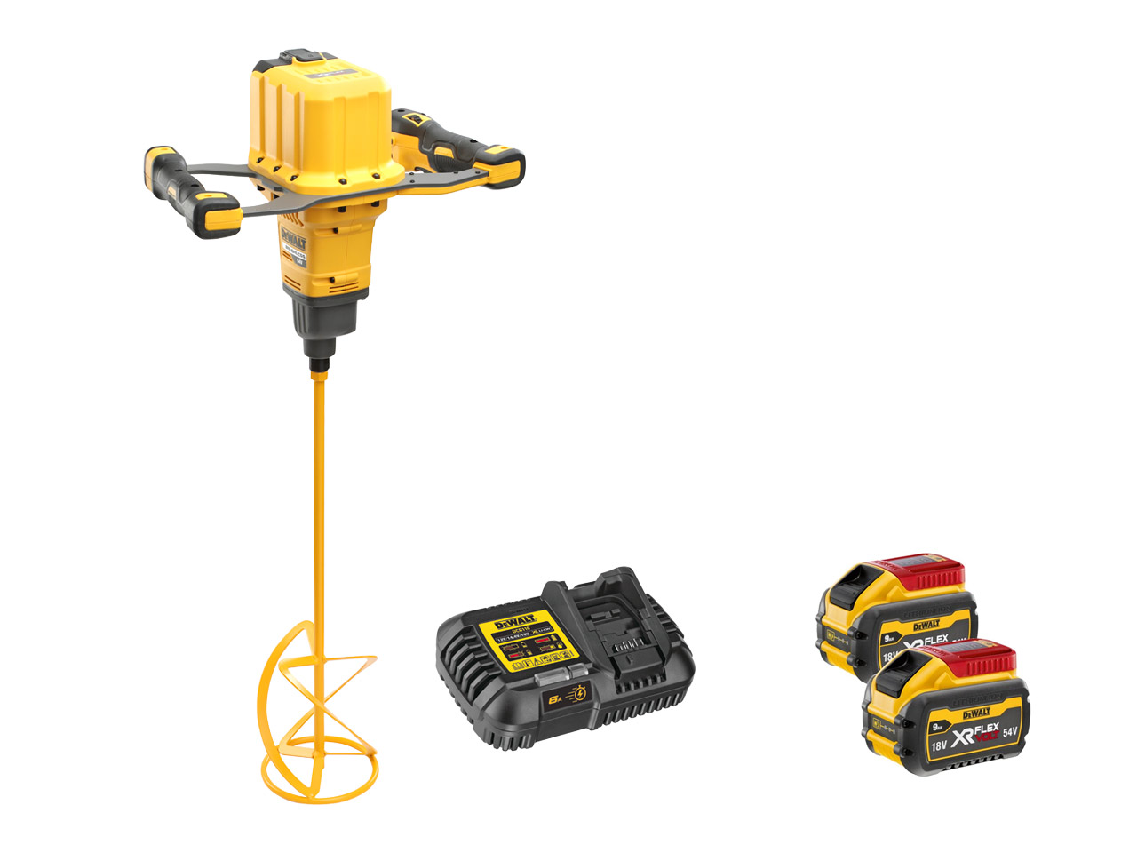 DeWalt DCD240X2 54v 2 x 9.0ah XR Paddle Mixer Kit Flexvolt