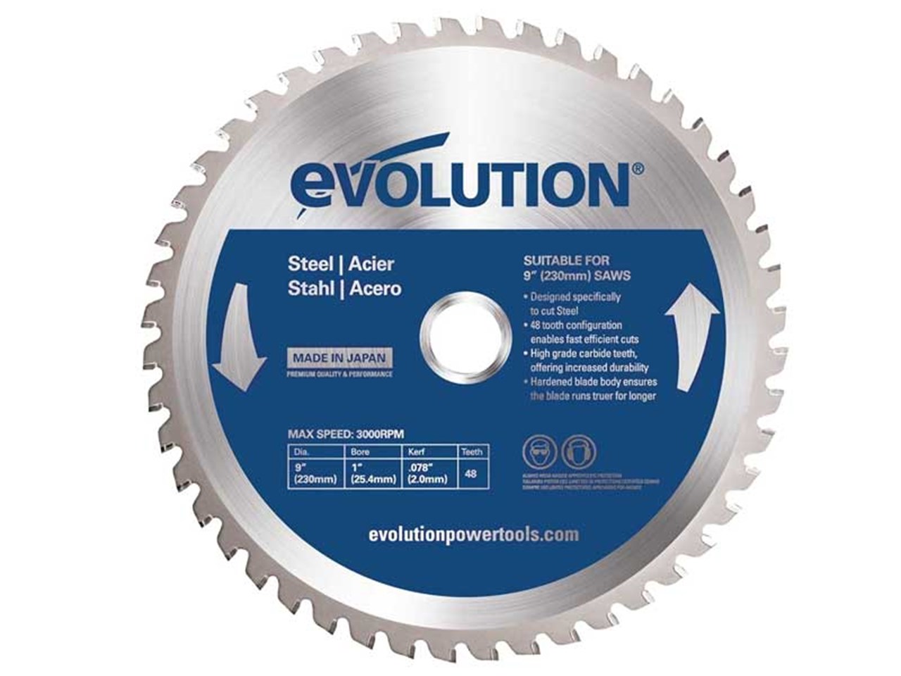 Evolution Evoblade230 230mm Tct Steel Cutting Saw Blade
