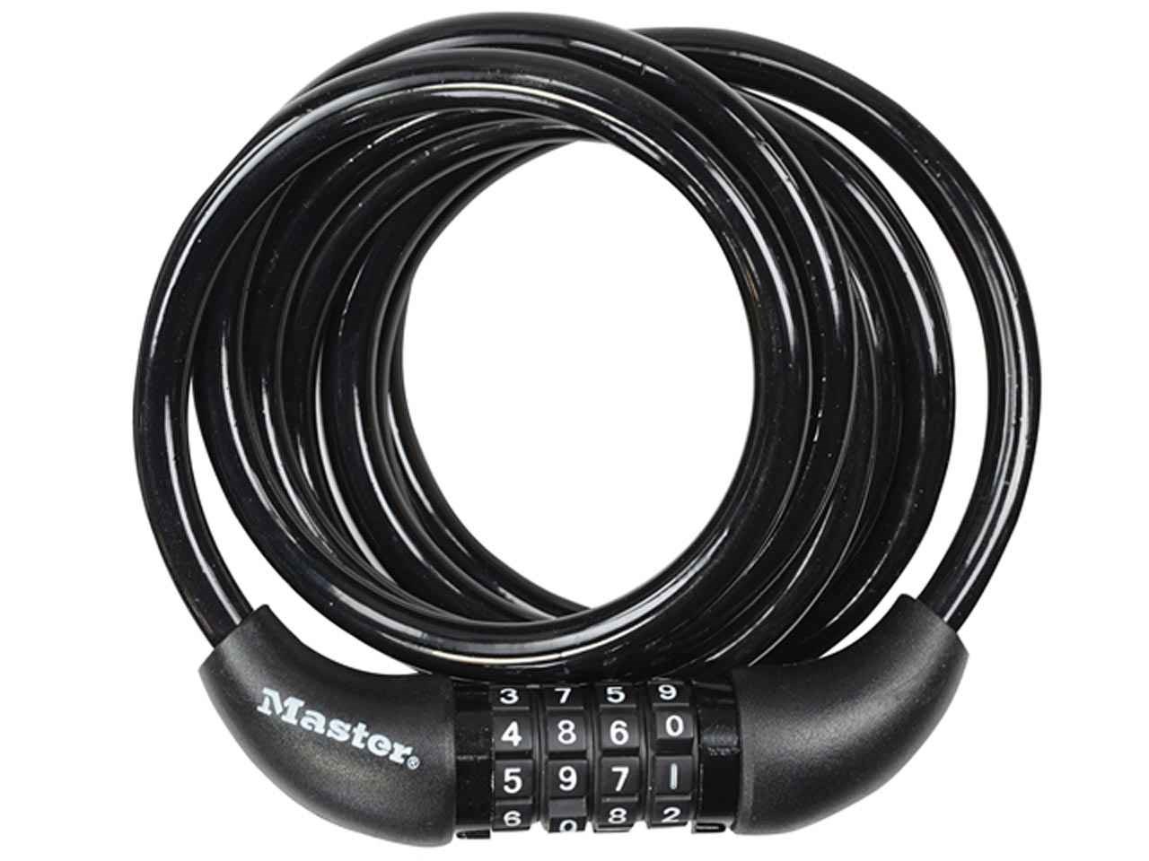 Masterlock 8221EURDPRO Black Self Coiling Combination Cable 1.8m x 8mm