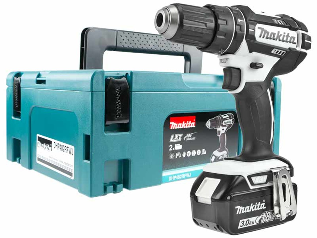 Makita Dhp482rfwj 18v 2x30ah Li Ion Lxt Combi Drill Makpac Kit