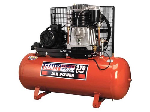 Sealey SAC62710B  Compressor 270ltr Belt Drive 10hp 3ph 2-Stage Cast Cylinders