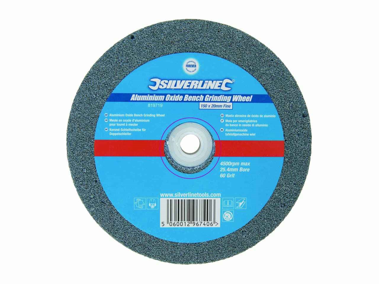 Silverline 819719 Aluminium Oxide Bench Grinding Wheel 150 x 20mm Fine