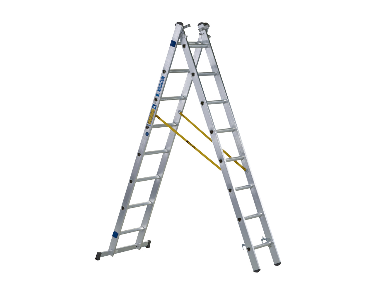 Zarges Triple Extension Ladder with Stabiliser Bar 3-Part D-Rungs 3 x 14 